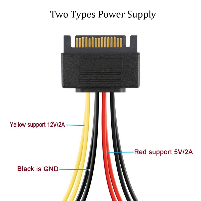 DaFuRui 4pcs SATA Power Splitter Cable,15 Pin Male to 15 Pin Dual Female Power Cable 8 Inches - Image 3